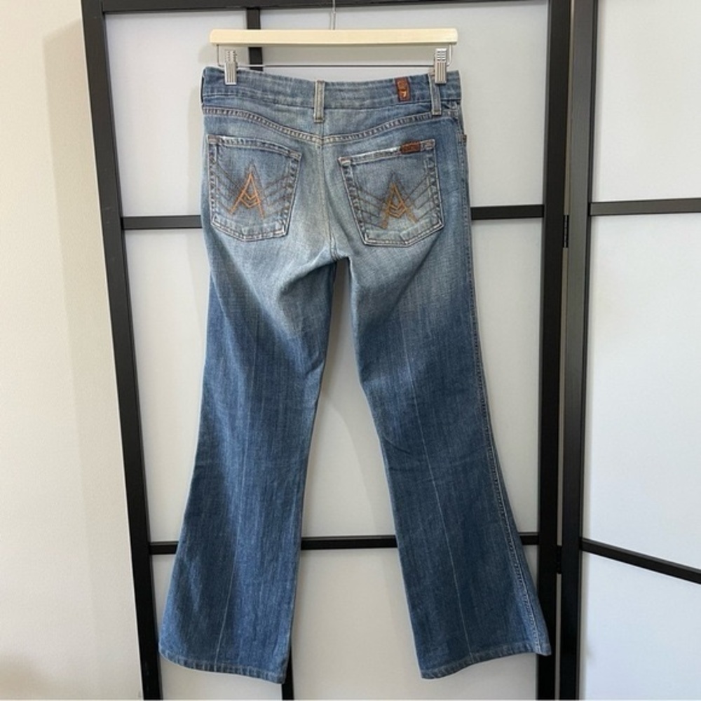 7 Of All Mankind Ombre Wide Leg Flare Denim Blue Jean Womens